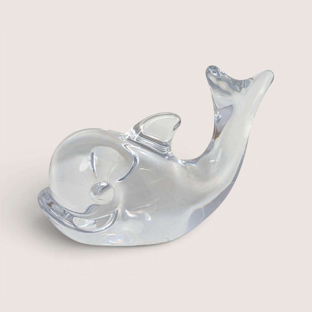1970s Daum Nancy Glass Minimalist Style Whale Figurine